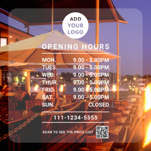 Personalized Business Opening Hours logo qr code Window Cling