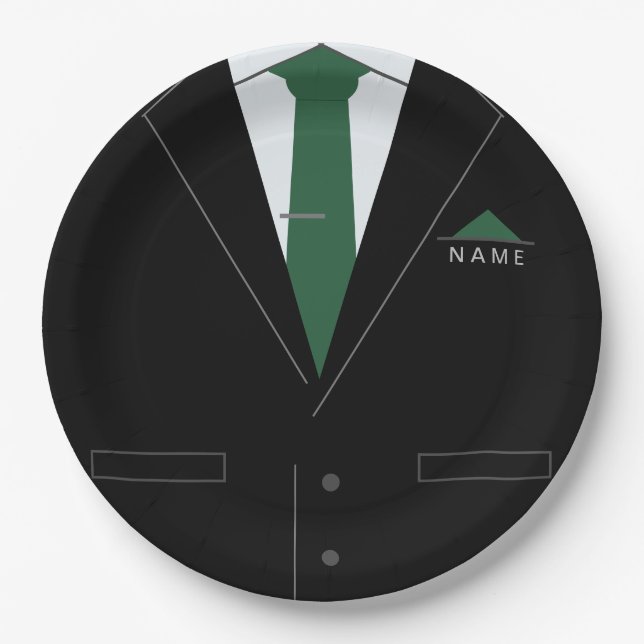 Personalized Business Party Paper Plates with Suit (Front)