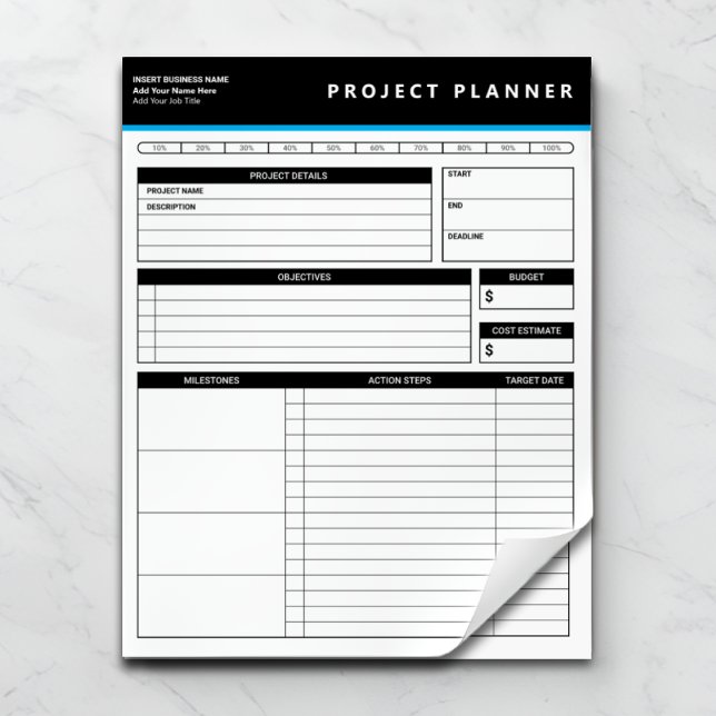 Personalized Business Project Planner Notepad (Creator Uploaded)