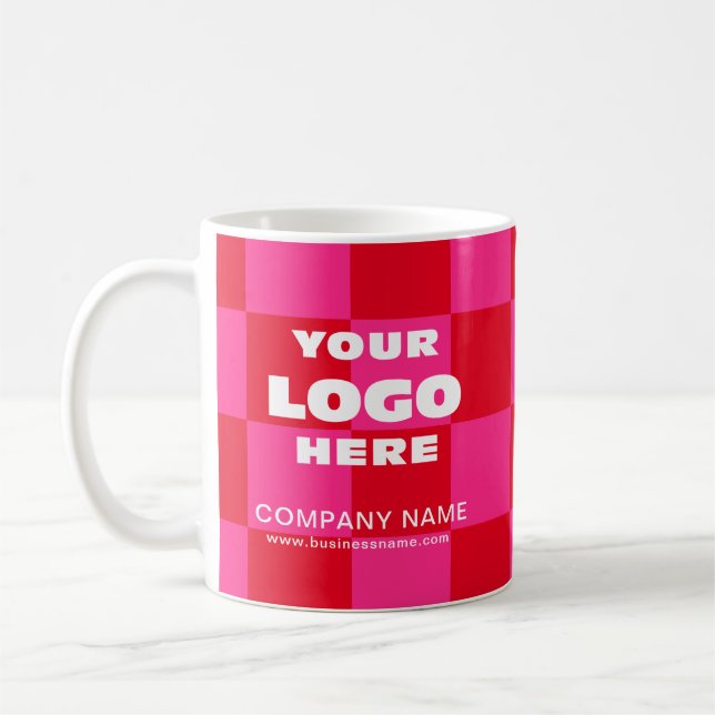 Personalized Business Promotional Logo Chequered Coffee Mug (Left)