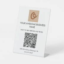 Personalized Business QR Code and Logo Table Sign