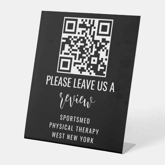Personalized Business QR Code –  Leave a Review D Pedestal Sign (Front)