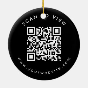 Personalized Business QR Code Website Christmas Ceramic Ornament