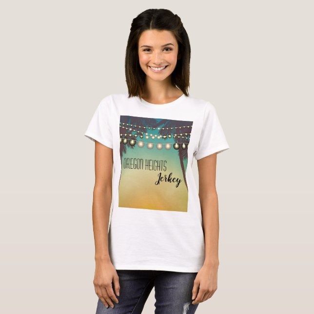 Personalized Business T-Shirt Beach Sunset Palm Tr (Front Full)