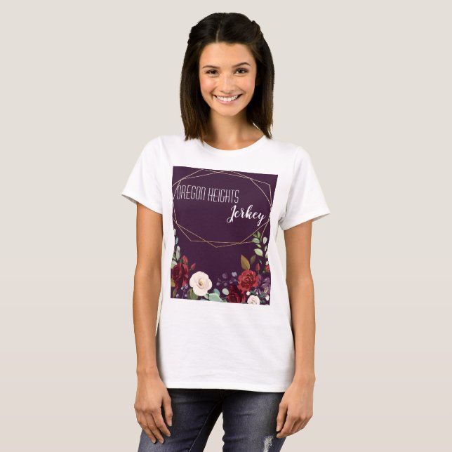 Personalized Business T-Shirt Plum Purple Roses Go (Front Full)