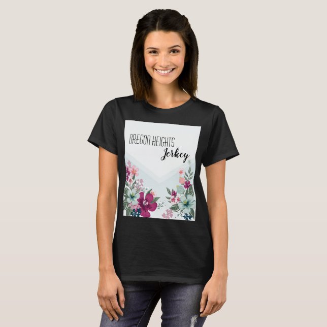 Personalized Business T-Shirt Tropical Flowers on (Front Full)