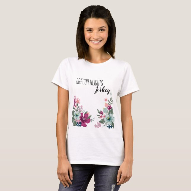 Personalized Business T-Shirt Tropical Flowers on (Front Full)