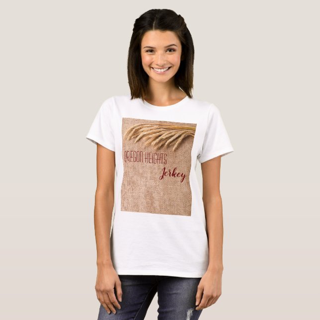 Personalized Business T-Shirt Wheat on Burlap Sack (Front Full)