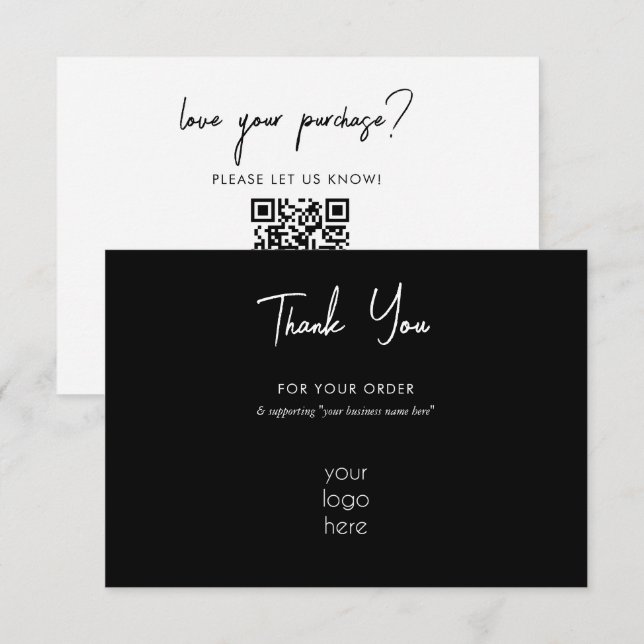 Personalized Business Thank You Logo Black Card (Front/Back)