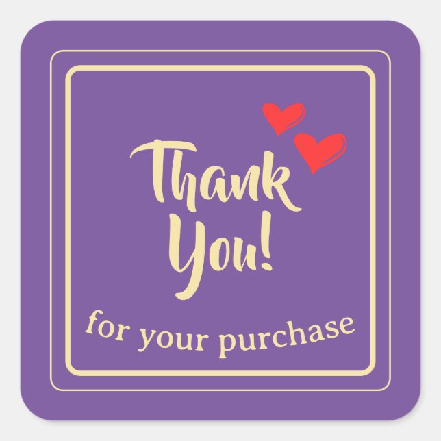 Personalized Business Thank You Text Square Sticker (Front)