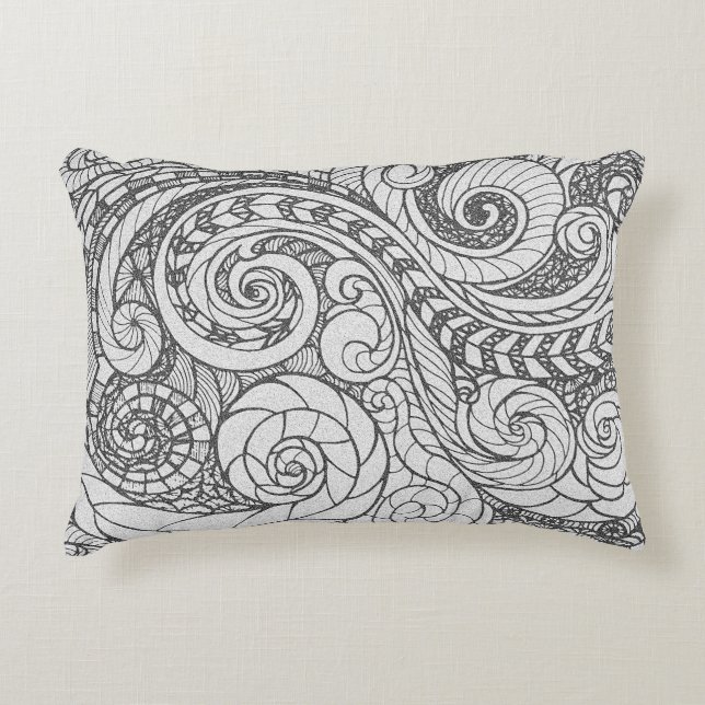 Personalized Busy Art Doodle Design Accent Pillow (Front)