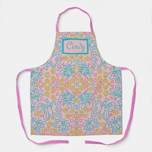 Personalized Butterflies and Bloom Apron (Front)