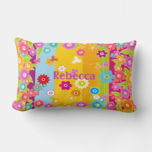 personalized Butterflies and flowers Lumbar Pillow