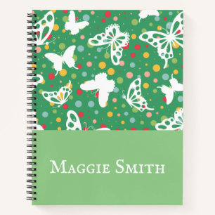 Personalized butterflies beautiful sage green chic notebook