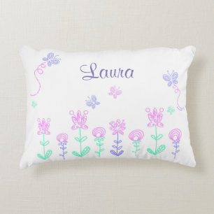 Personalized Butterfly and Flower Pink & Purple Decorative Pillow