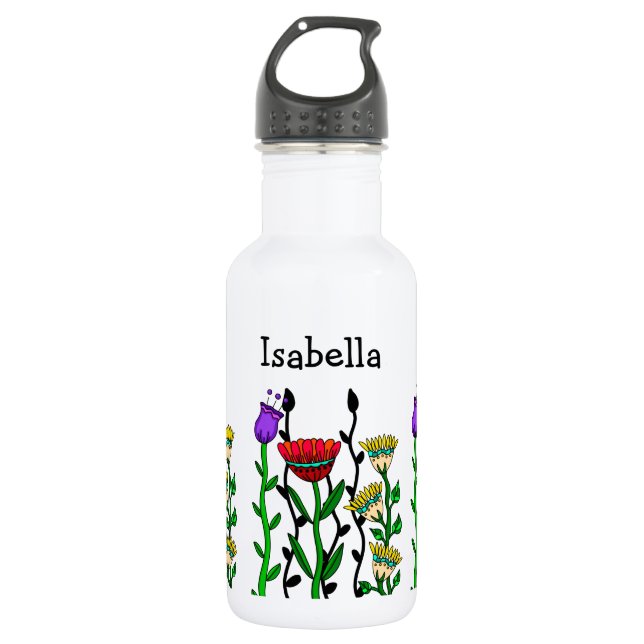 Personalized Butterfly and Flowers Pretty Art   532 Ml Water Bottle (Front)