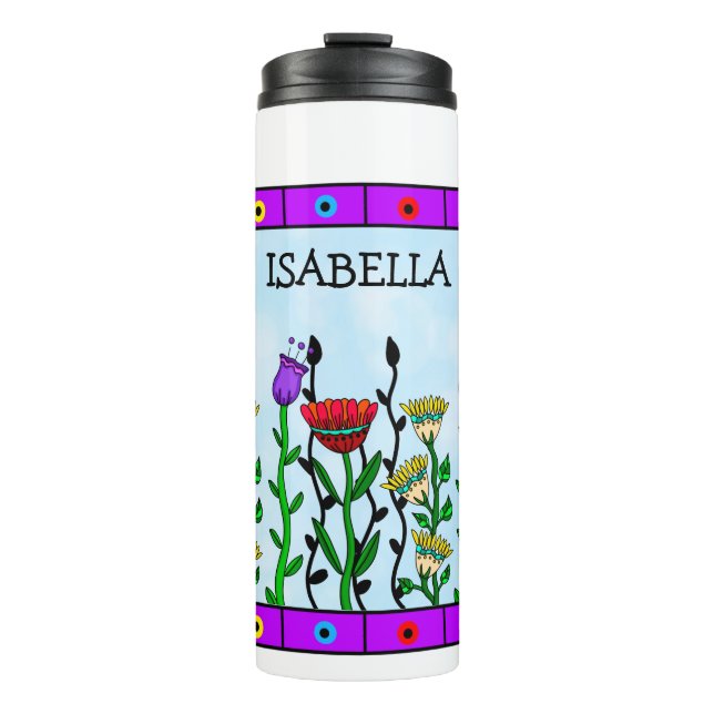 Personalized Butterfly and Flowers Pretty Art   Thermal Tumbler (Front)