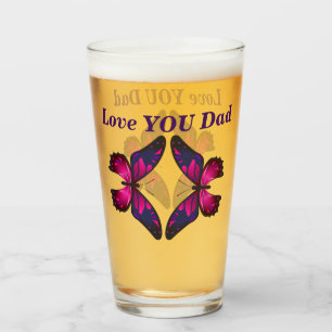 Personalized Butterfly Beer Glass for Dad