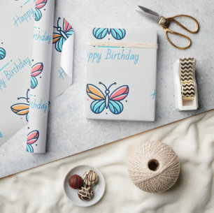 Personalized Butterfly Birthday Wrapping Paper