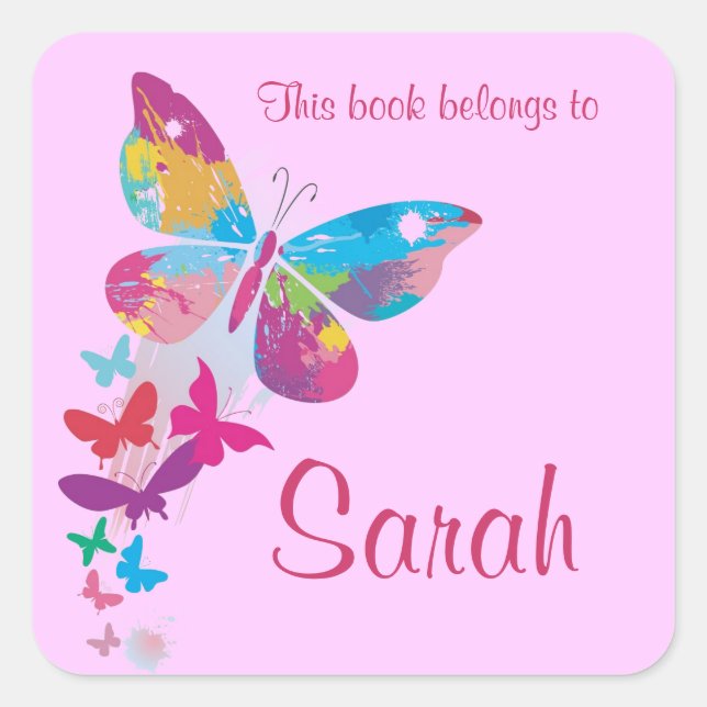 Personalized Butterfly Bookplate Sticker (Front)