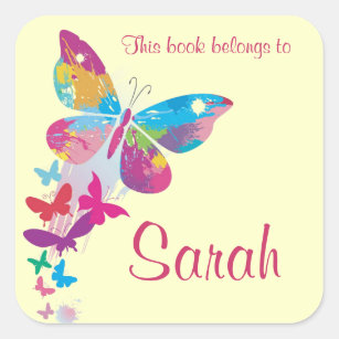 Personalized Butterfly Bookplate Sticker