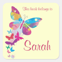 Personalized Butterfly Bookplate Sticker
