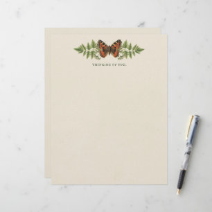 Personalized Butterfly Botanical Vintage Letterhead