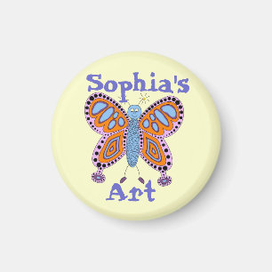 Personalized Butterfly Child's Artwork Magnet