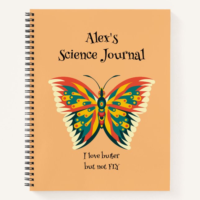 Personalized Butterfly, Colourful Butterfly Journa Notebook (Front)