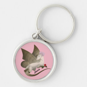 Personalized Butterfly Dragon 1 Rose Keychain