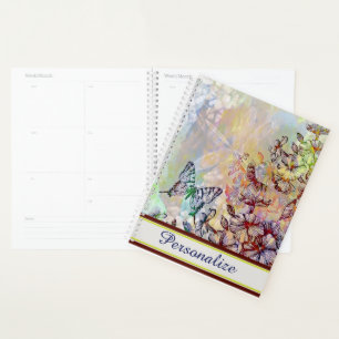 Personalized Butterfly, dragonfly and flowers Planner