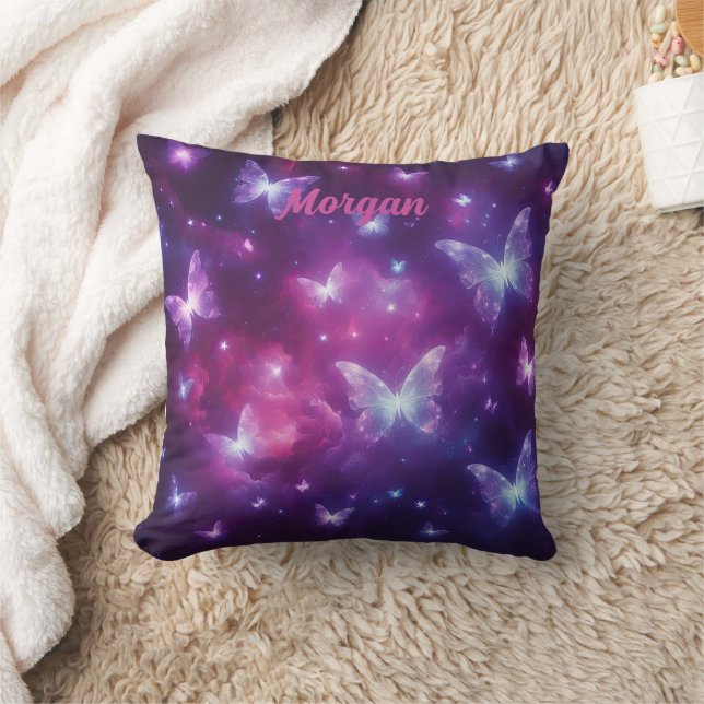 Personalized Butterfly Fantasy Art Throw Pillow (Blanket)