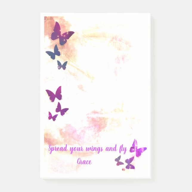 Personalized butterfly feminine post it  post-it notes (Front)