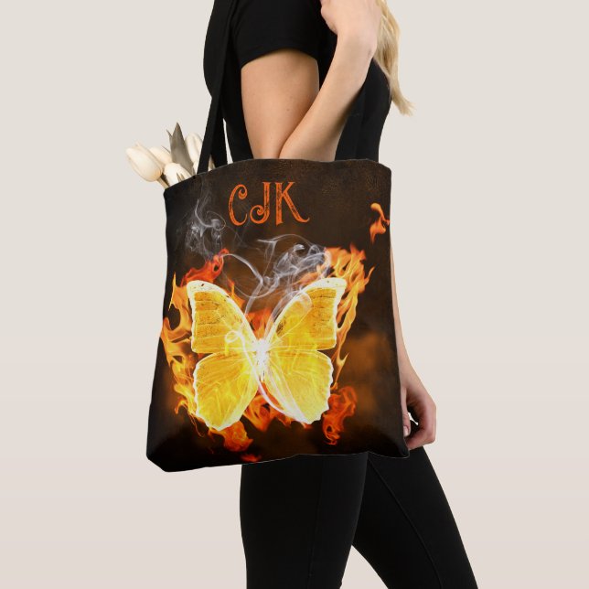 Personalized Butterfly Flames Tote Bag (Close Up)