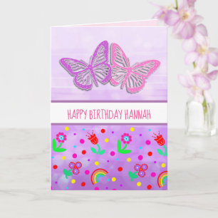 Personalized Butterfly Girl's Happy Birthday   Card