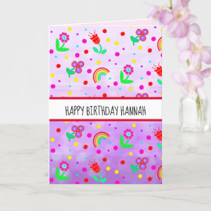 Personalized Butterfly Girl's Happy Birthday Card