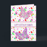 Personalized Butterfly Girl's Happy Birthday   Card<br><div class="desc">Personalized pretty purple and pink butterfly girl's Happy Birthday card.</div>