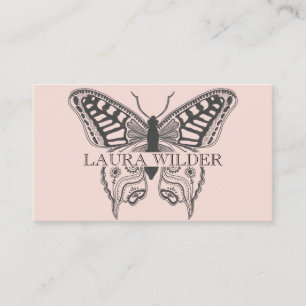 Personalized Butterfly Illustration Blush Pink Business Card