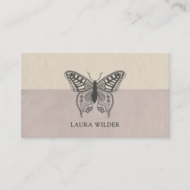 Personalized Butterfly Illustration Logo Business Card (Front)