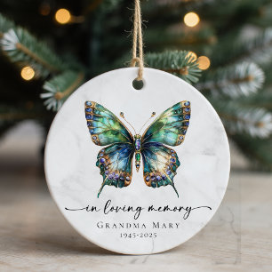 Personalized Butterfly In Loving Memory Keepsake Ceramic Ornament