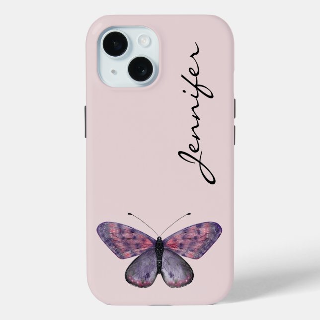 Personalized Butterfly iPhone 15 Phone Case  (Back)