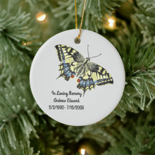 Personalized Butterfly Memorial Ceramic Ornament