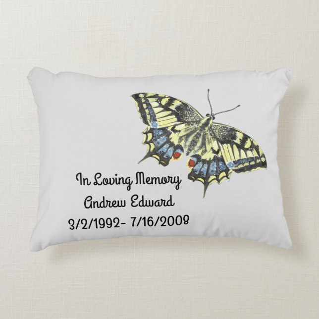 Personalized Butterfly Memorial Keepsake Accent Pillow (Front)