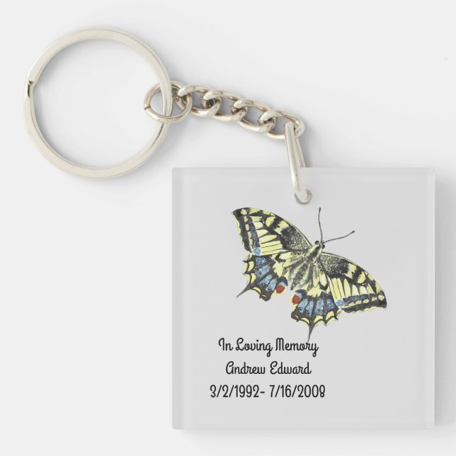 Personalized Butterfly Memorial Keychain (Front)