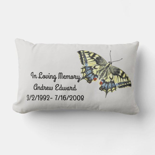 Personalized Butterfly Memorial Lumbar Pillow (Front)