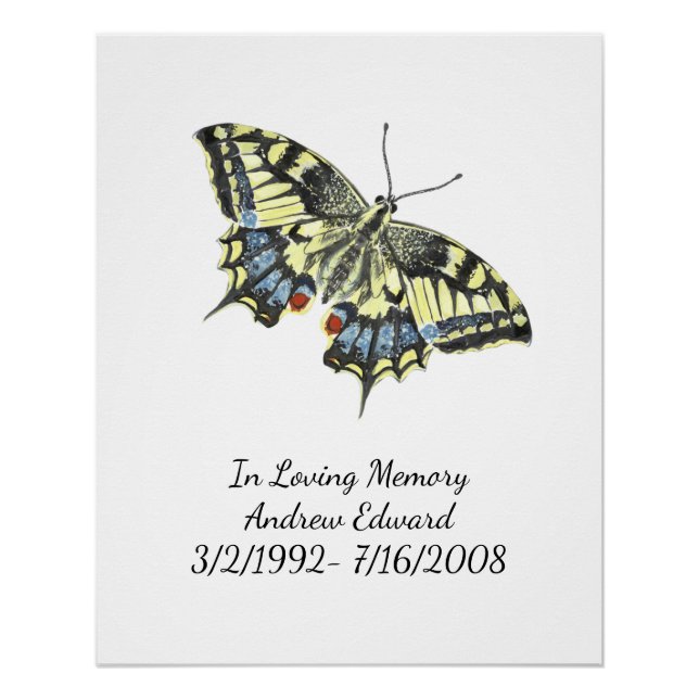Personalized Butterfly Memorial  Poster (Front)
