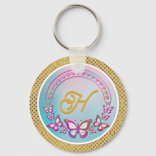 Personalized butterfly Monogram Keychain