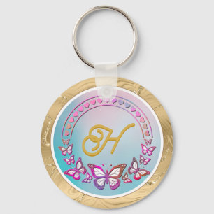 Personalized butterfly Monogram Keychain