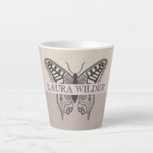 Personalized Butterfly Name Monogram Latte Mug