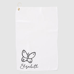 Personalized Butterfly Name Monogrammed Golf Towel